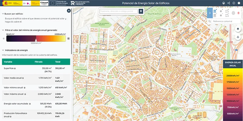 Actualización de la plataforma geoespacial para la evaluación del potencial solar de tejados en España